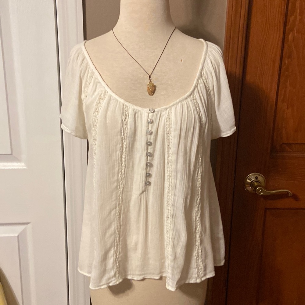 Delicate gauze and lace Boho top